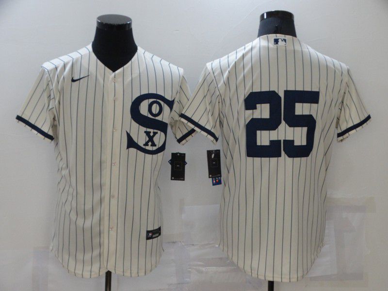 Men Chicago White Sox 25 No Name Cream stripe Dream version Elite Nike 2021 MLB Jerseys